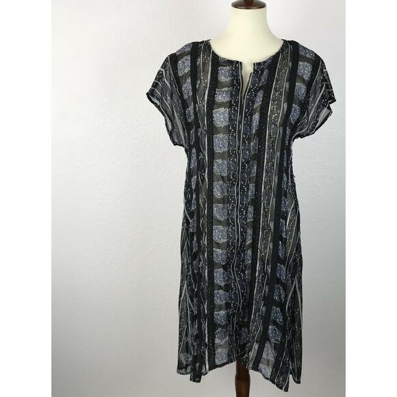 Lucky Brand Sheer Floral Crochet Trim Coverup Dress - Picture 1 of 9